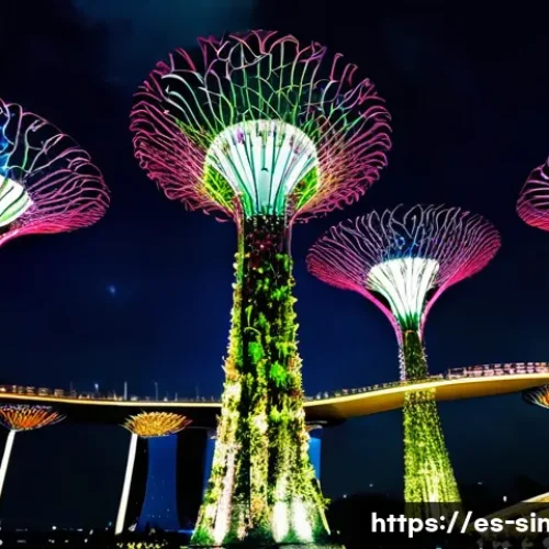 싱가포르 도보 여행 코스 - Futuristic Night Walk at Gardens by the Bay**

"A breathtaking, cinematic long-shot photograph of Si...