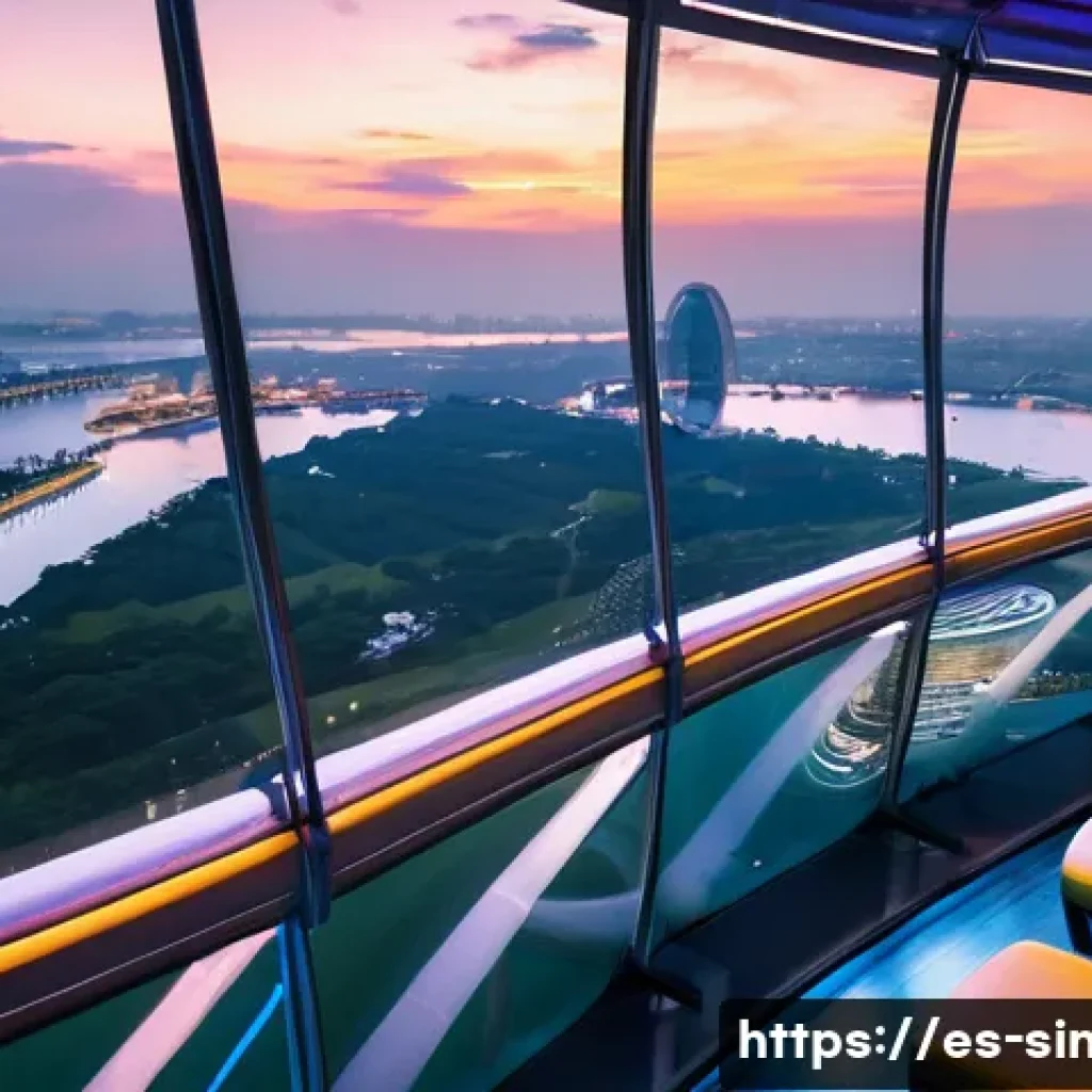 싱가포르 플라이어 대관람차 - A stunning aerial view from inside a spacious, air-conditioned glass capsule of the Singapore Flyer ...